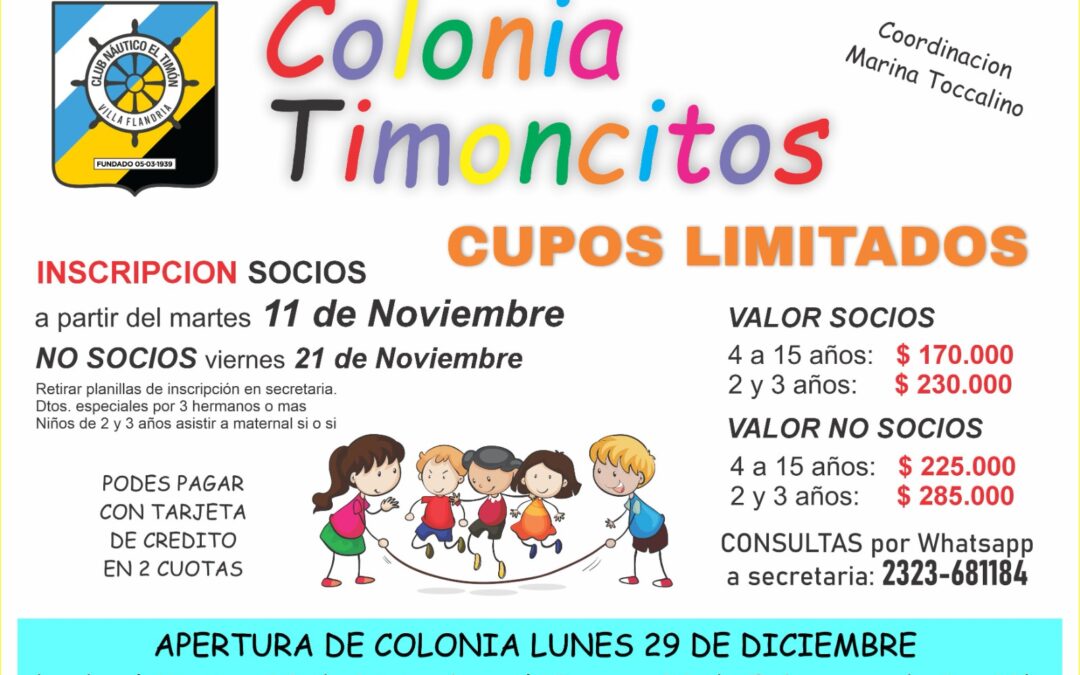Cada vez falta menos para la colonia Timoncitos . . .